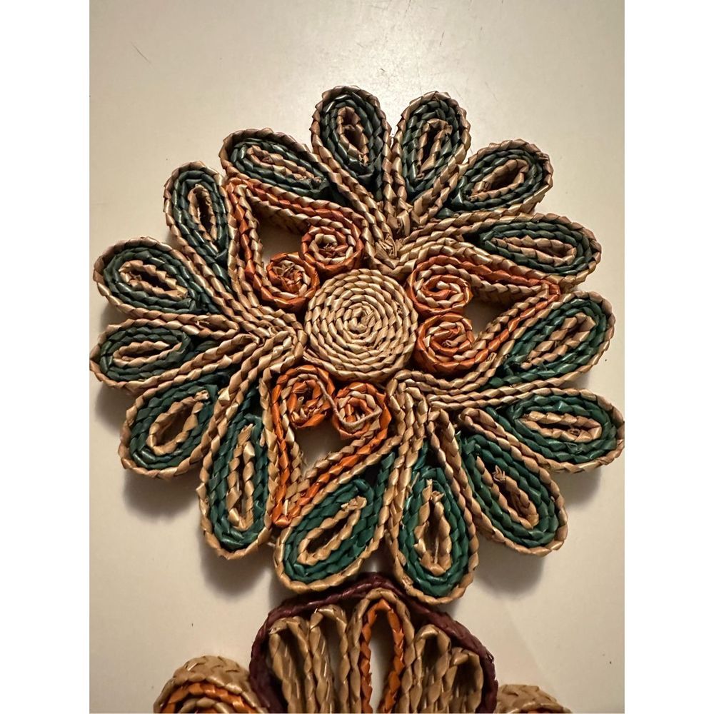 Handcrafted Floral Coasters - Green and Orange - Picture 3 of 8